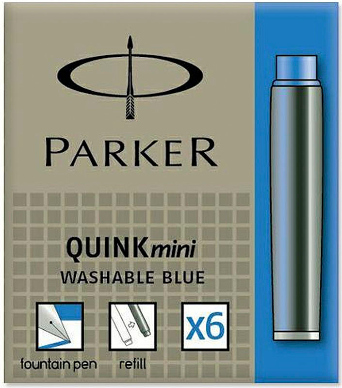 Image of Bläckpatron Parker Ink Cartridge Quink Mini Blue Washable  6-p 1950409 3501179504094