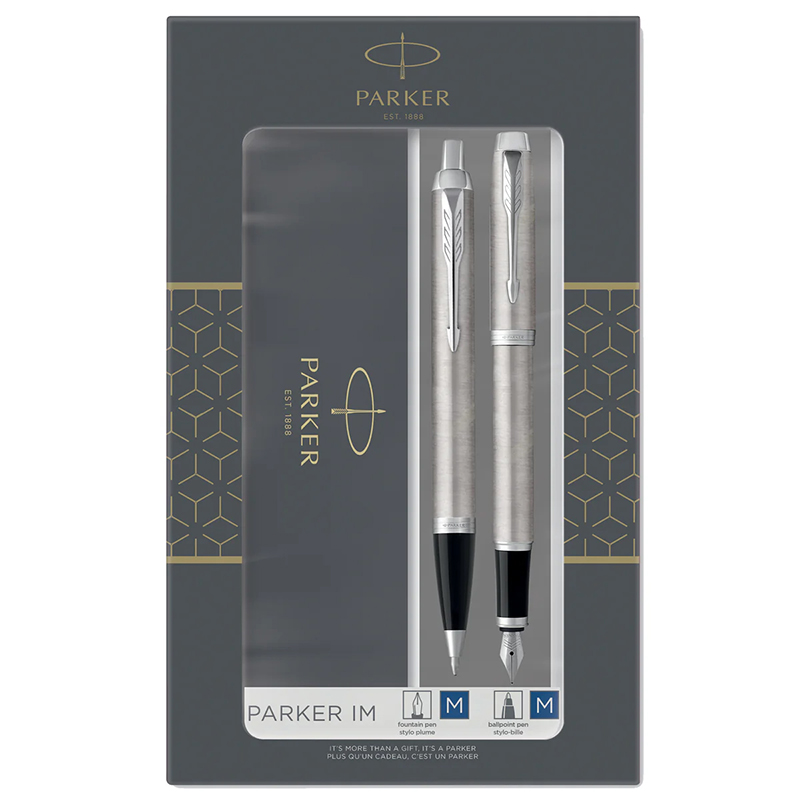 Image of Kulspetspenna Parker Duo Set IM Stainless Steel C.T. Ballpoint and Fountain Pen M Blue ink 2183058 3026981830587