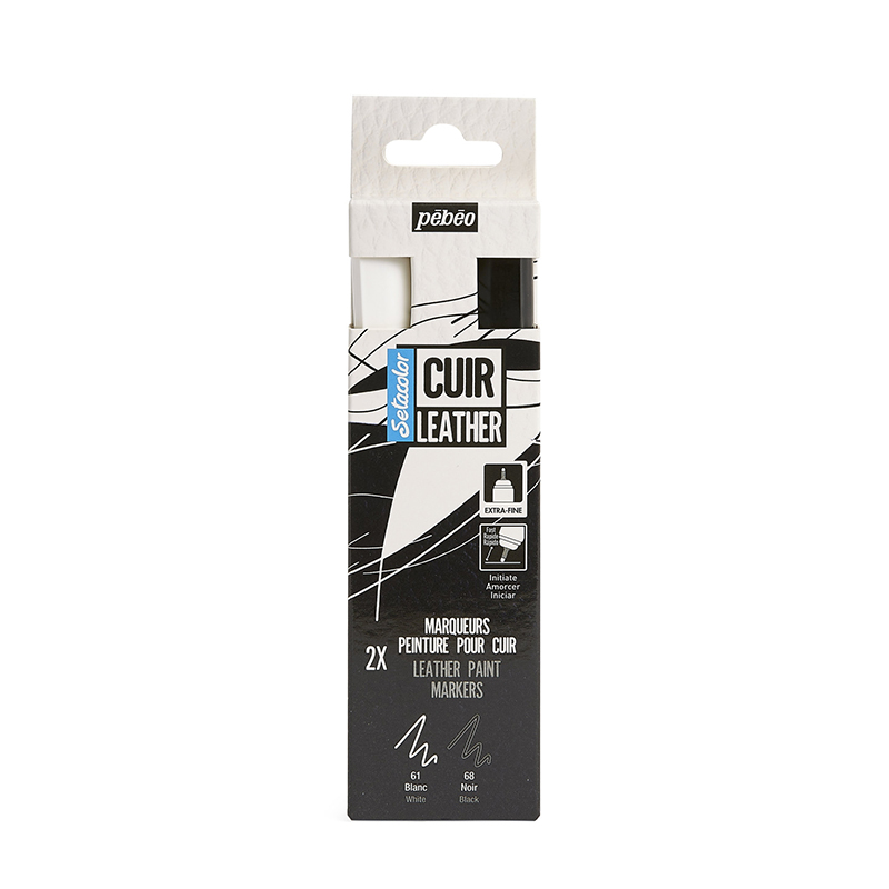 Image of Läderfärg Pebeo Cuir Marker Set X2 Noir & Blanc 295685 3167862956856
