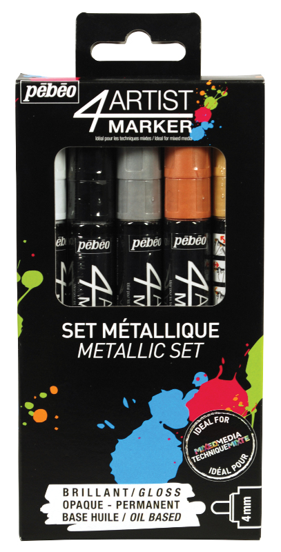 Image of Oljebaserad Marker Pebeo 4Artist Marker Set 5x4mm Metal 580892 3167865808923