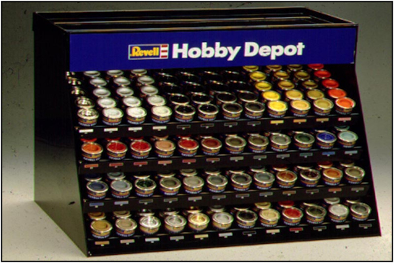 Image of Bordställ TOMT Hobbyfärg Revell Enamel 14 ml. för 45 kulörer 288 burkar R39910 Paket