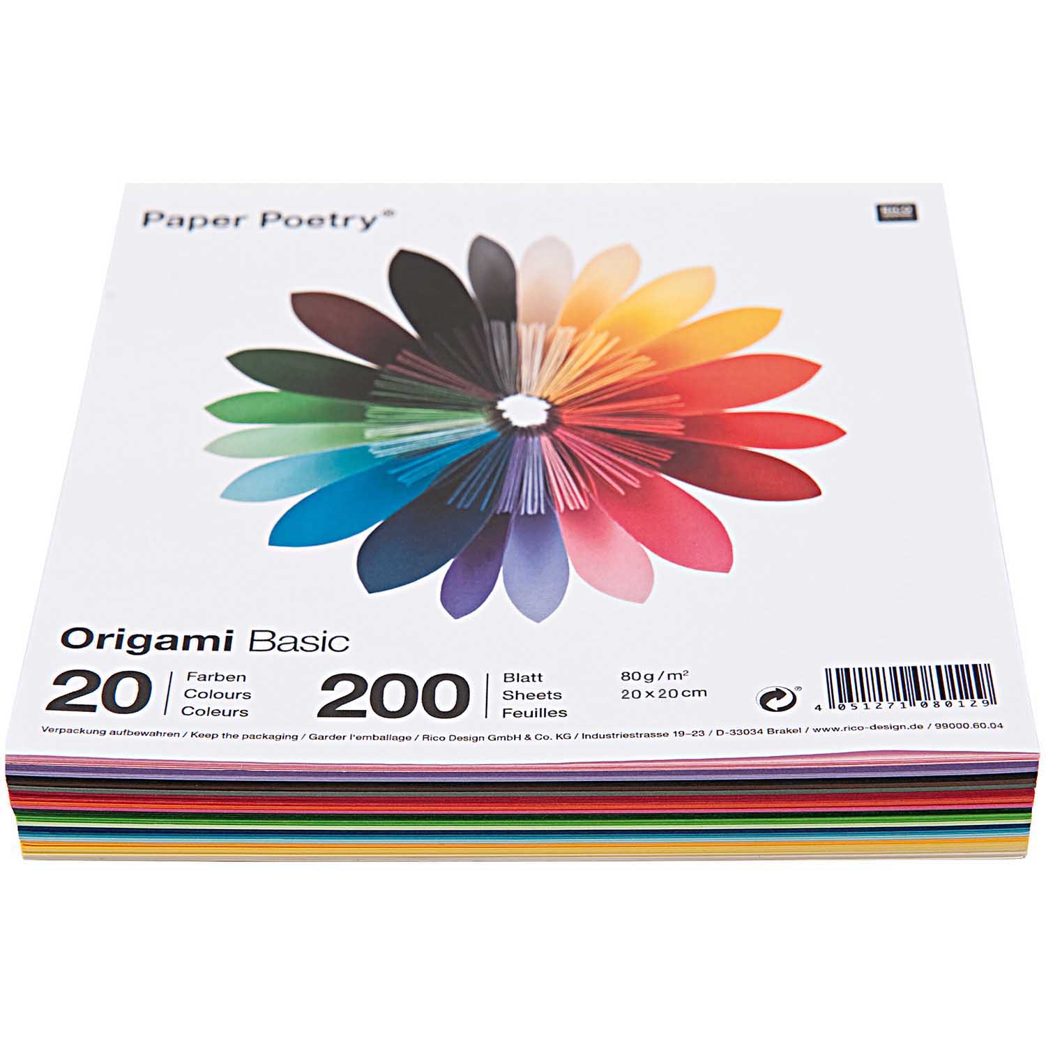 Image of ORIGAMI BASIC,20X20CM  200ark, 20färger 990006005 4051271080136