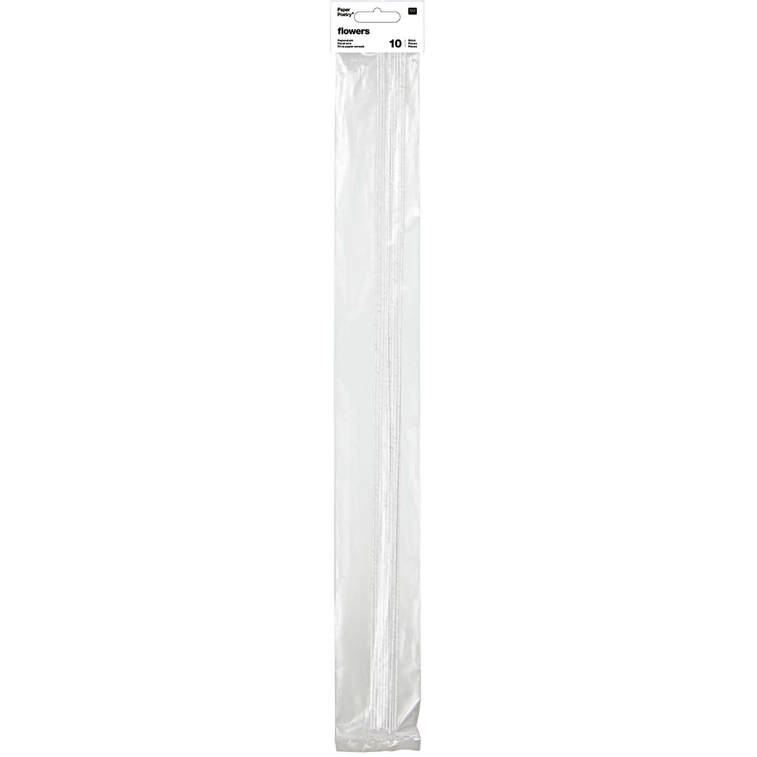 Image of Kräppapperstråd PAPER COVERED FLORAL WIRE, WHITE 10-p, 50cm 990006240 4051271083854