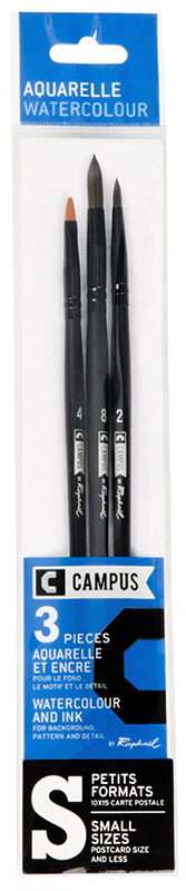 Image of Syntetpenselset Campus 3 watercolour brushes S  (3F) 1041000 3046450012115