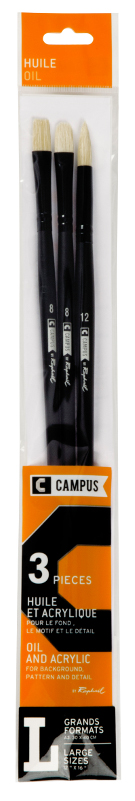 Image of Svinborstpenselset Campus 3 oil brushes L  (3F) 1040800 3046450012092