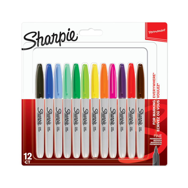 Image of Fiberpennset Sharpie Fine Perm. Market 12-Blister F  Assorted colours 2065404 3026980654047