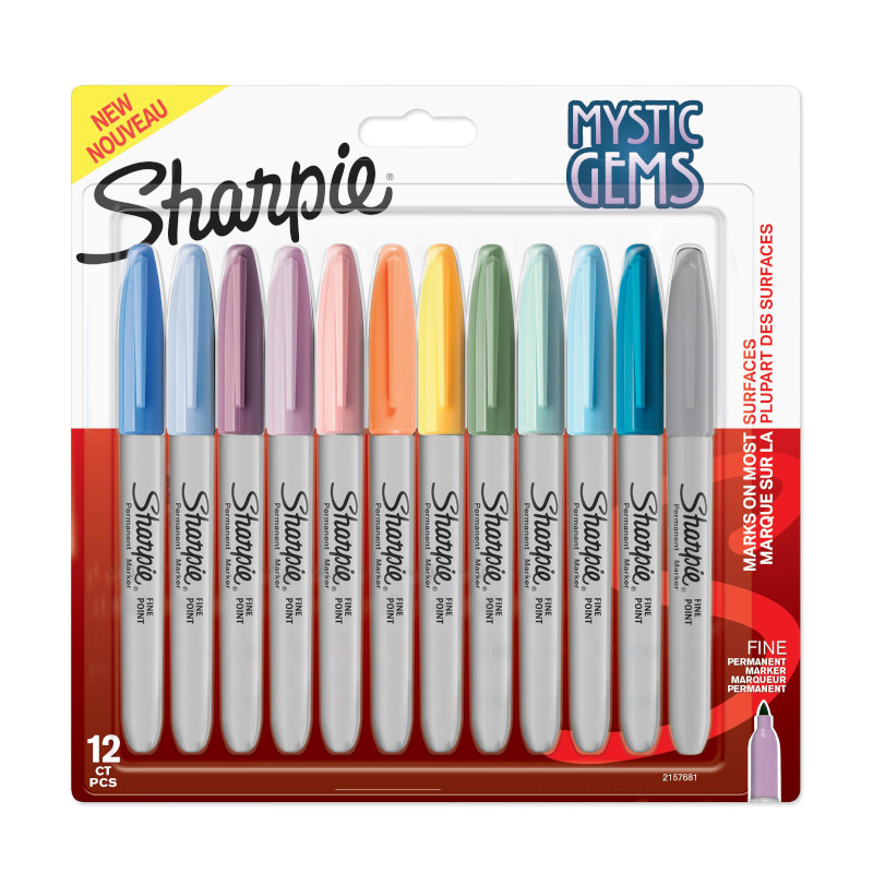 Image of Fiberpennset Sharpie Fine Permanent Marker Mystic Gems 12-blister 2157681 3026981576812