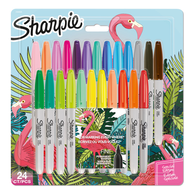 Image of Fiberpennset Sharpie Flamingo 24-Blister Fine  Assorted colours 2169766 3026981697661