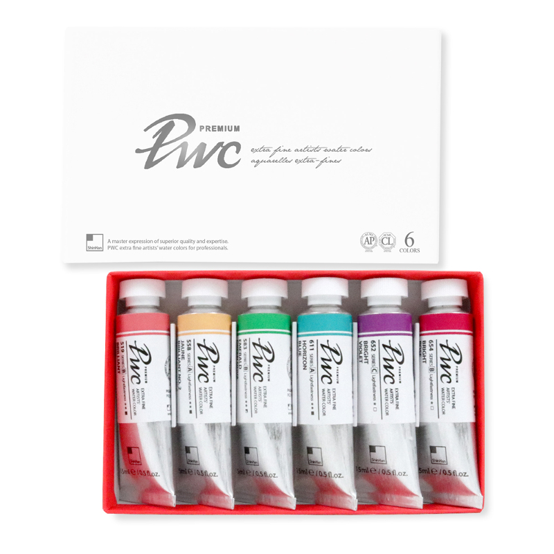 Image of Akvarellset ShinHan Premium PWC 6x15ml tuber Tint Colors Set B 12151550006 8803332880065