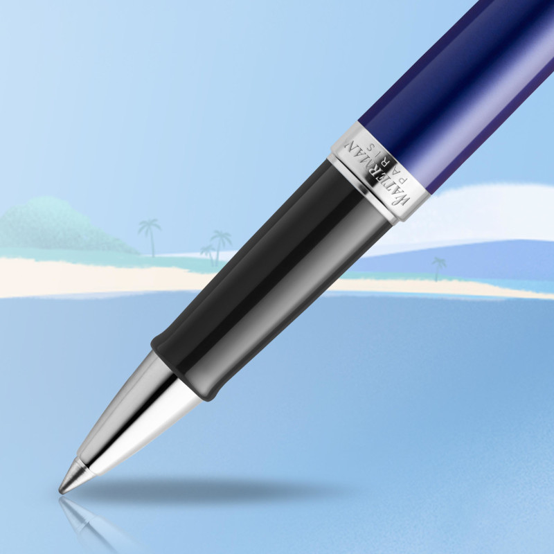 Image of Rollerballpenna Waterman Hémisphère Deluxe French Riviera Marine Blue Stripe Rollerball F 2117788 3026981177880