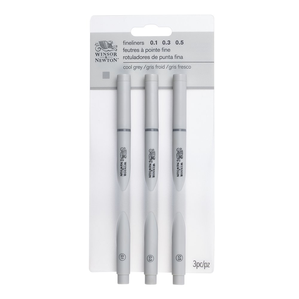Image of Finelinerset Winsor & Newton Cool grey 3st 0290108 884955070338