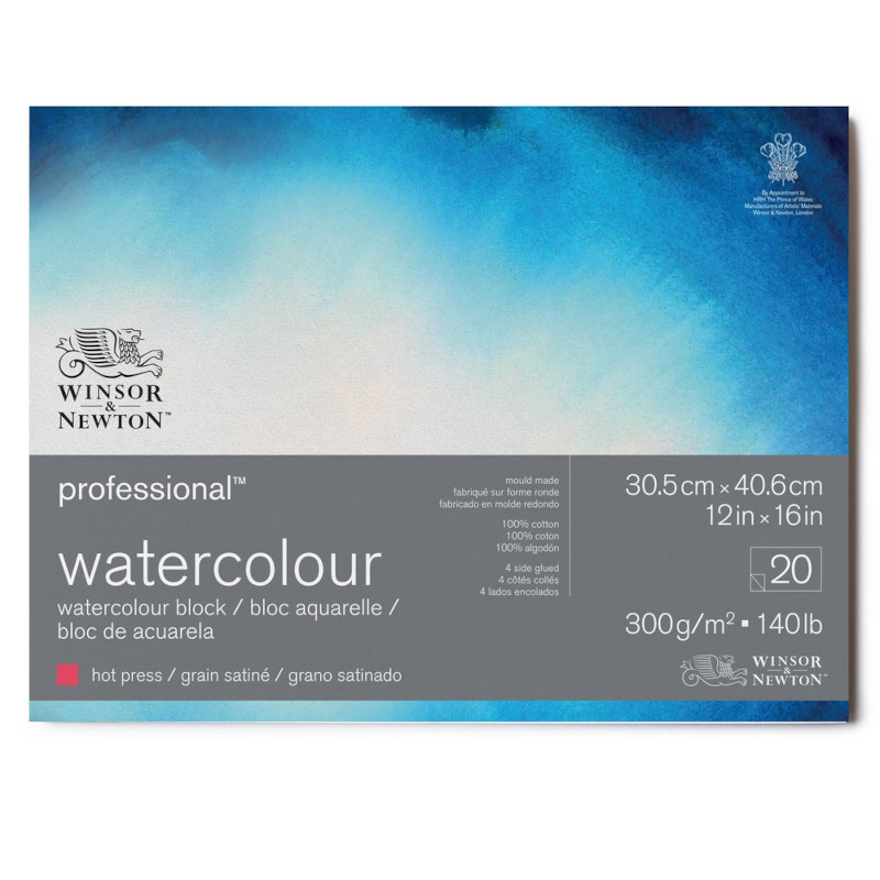 Image of Akvarellblock Winsor & Newton Premium Hot Press 300g 31x41cm 20ark 6664008 884955076354