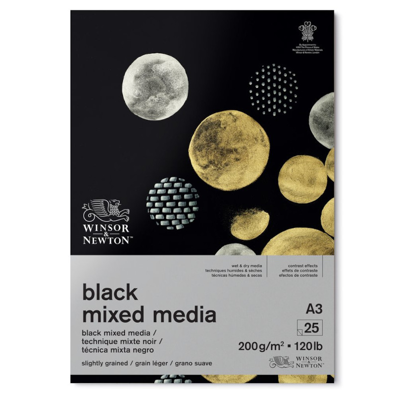 Image of Ritblock Winsor & Newton Black Pad Mixed Media 200g A3 25ark 6694009 884955088913