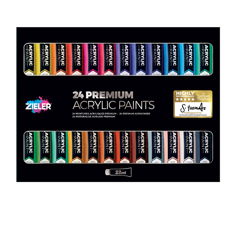 Image of Akrylfärgset Zieler 24 Premium Acrylic Paints (22ml Tubes) 07290014 0604565115737