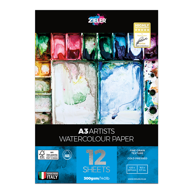 Image of Akvarellblock Zieler A3 Artists Watercolour Pad 09290024M 0604565680341
