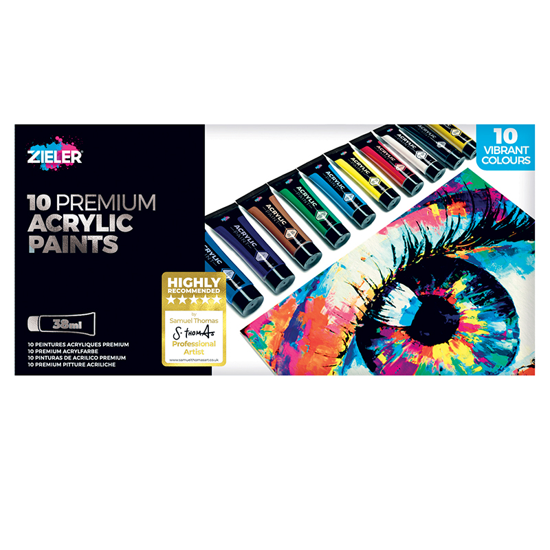 Image of Akrylfärgset Zieler 10 Premium Acrylic Paints (38ml Tubes) 09299265 0604565115720