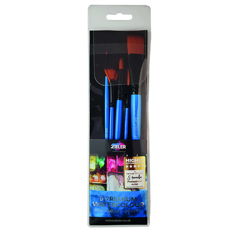 Image of Penselset Zieler Premium Brushes (pack of 5) - Watercolour 09299267 0604565115966