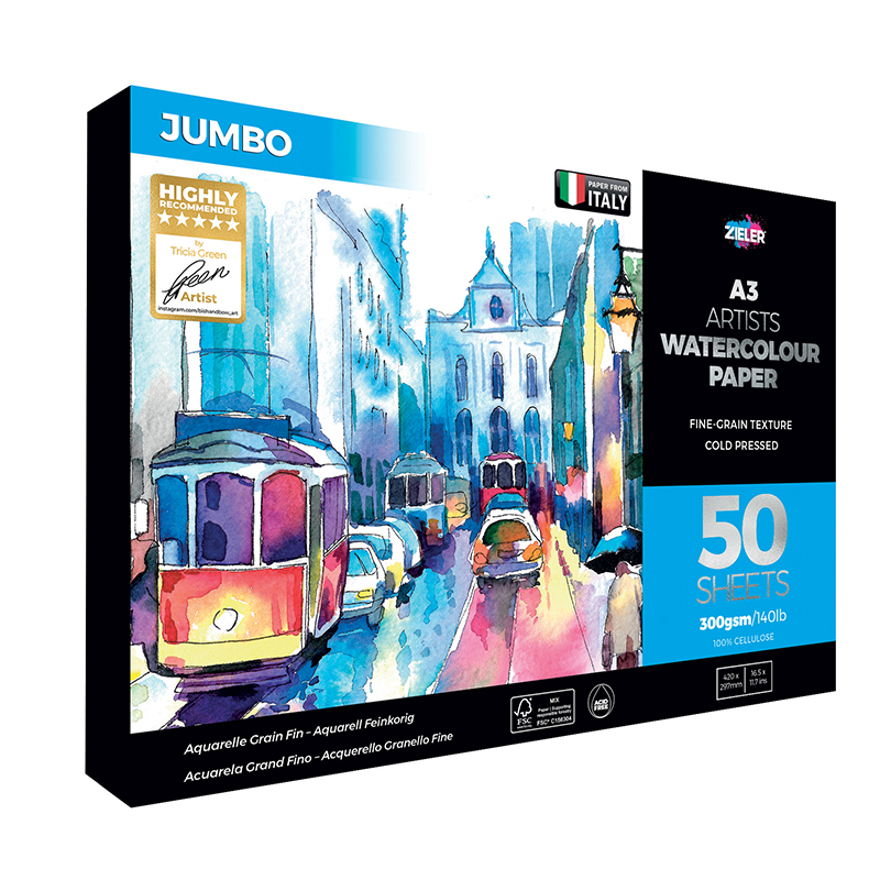 Image of Akvarellblock Zieler A3 Jumbo Artists Watercolour Pad 50 09299282 0604565287489