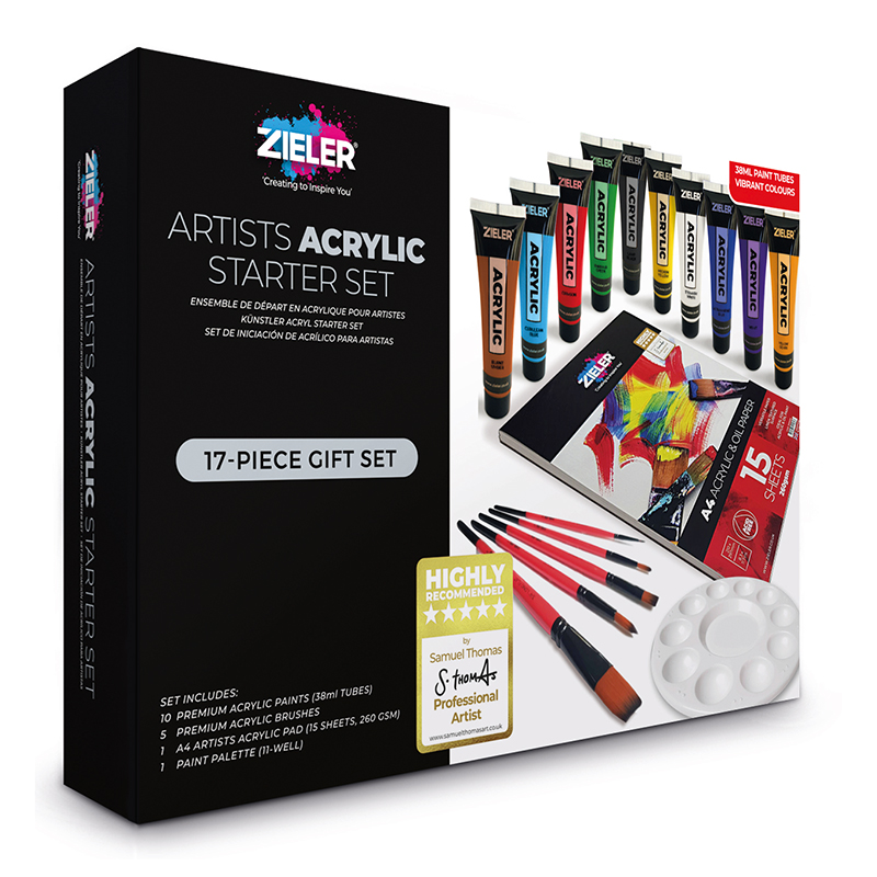 Image of Akrylfärgset Zieler Acrylic Starter Set (17-pieces) 09299307 0604565287946
