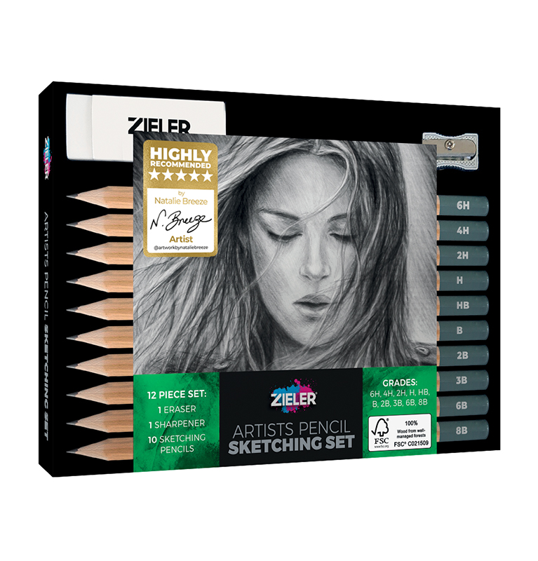 Image of Pennset Zieler 10 Artists Pencils Sketching Set 09299368 0604565287960
