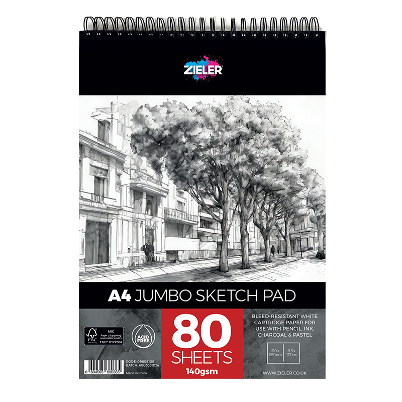 Image of Block Zieler Jumbo Sketch Pad - A4 (80 sheets) - 09608109 0604565680365